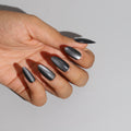 BLACK SILVER PREMIUM PRESS ON NAILS ALMOND SHAPE | MAGNETIC SHIMMER EFFECT | DAILY WEAR