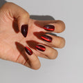 CHERRY RED  PREMIUM PRESS ON NAILS ALMOND SHAPE | MAGNETIC SHIMMER EFFECT | DAILY WEAR